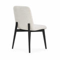 Chaise de salle à manger avec cadre en bois et tissu bouclé, crème