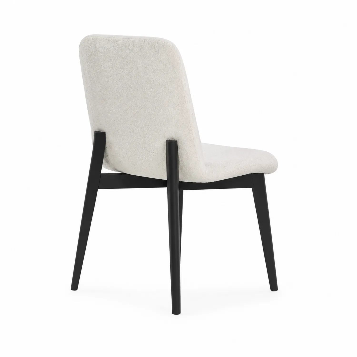 Chaise de salle à manger avec cadre en bois et tissu bouclé, crème
