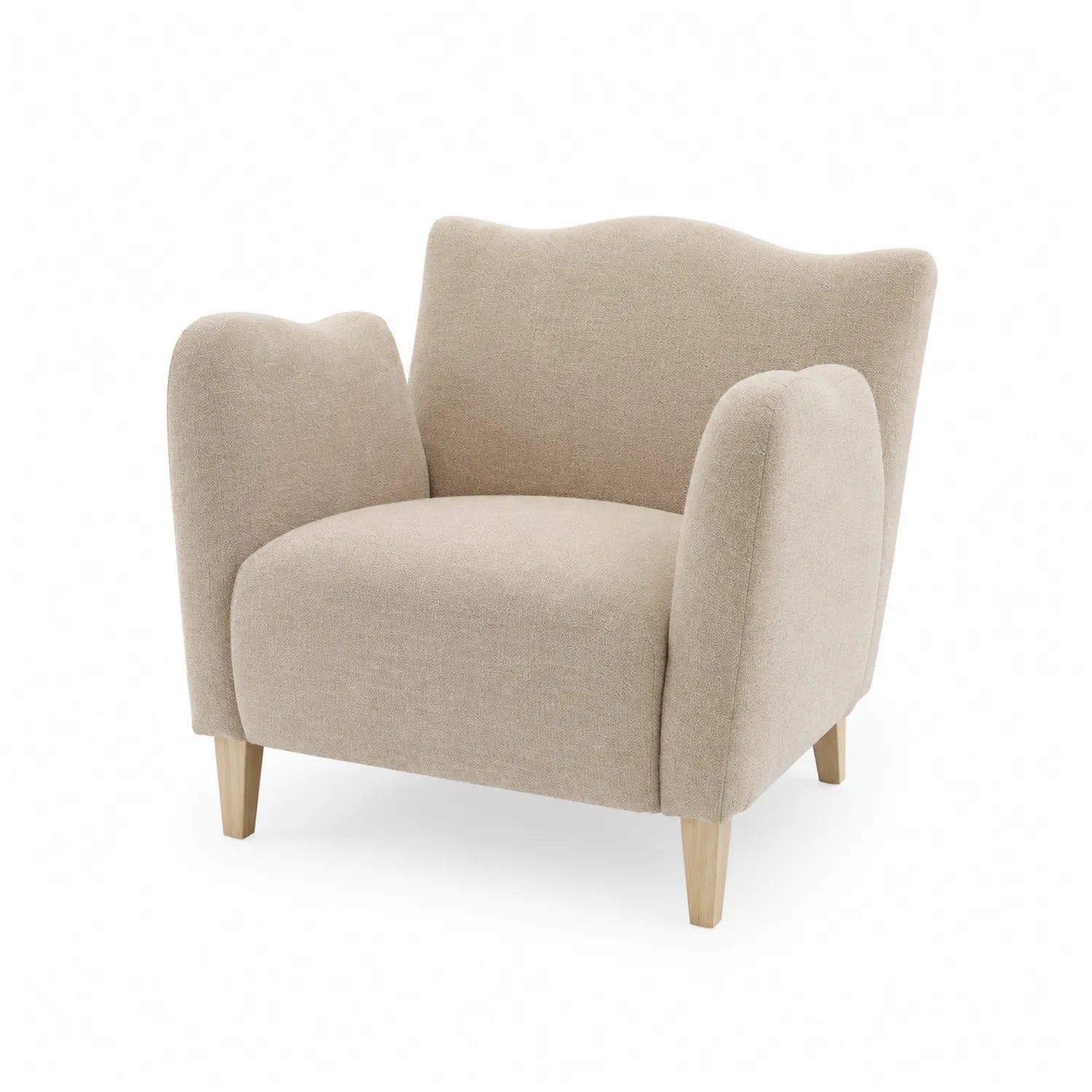 Polstersessel Beiger Stoff Massivholzbeine 85 cm Breite