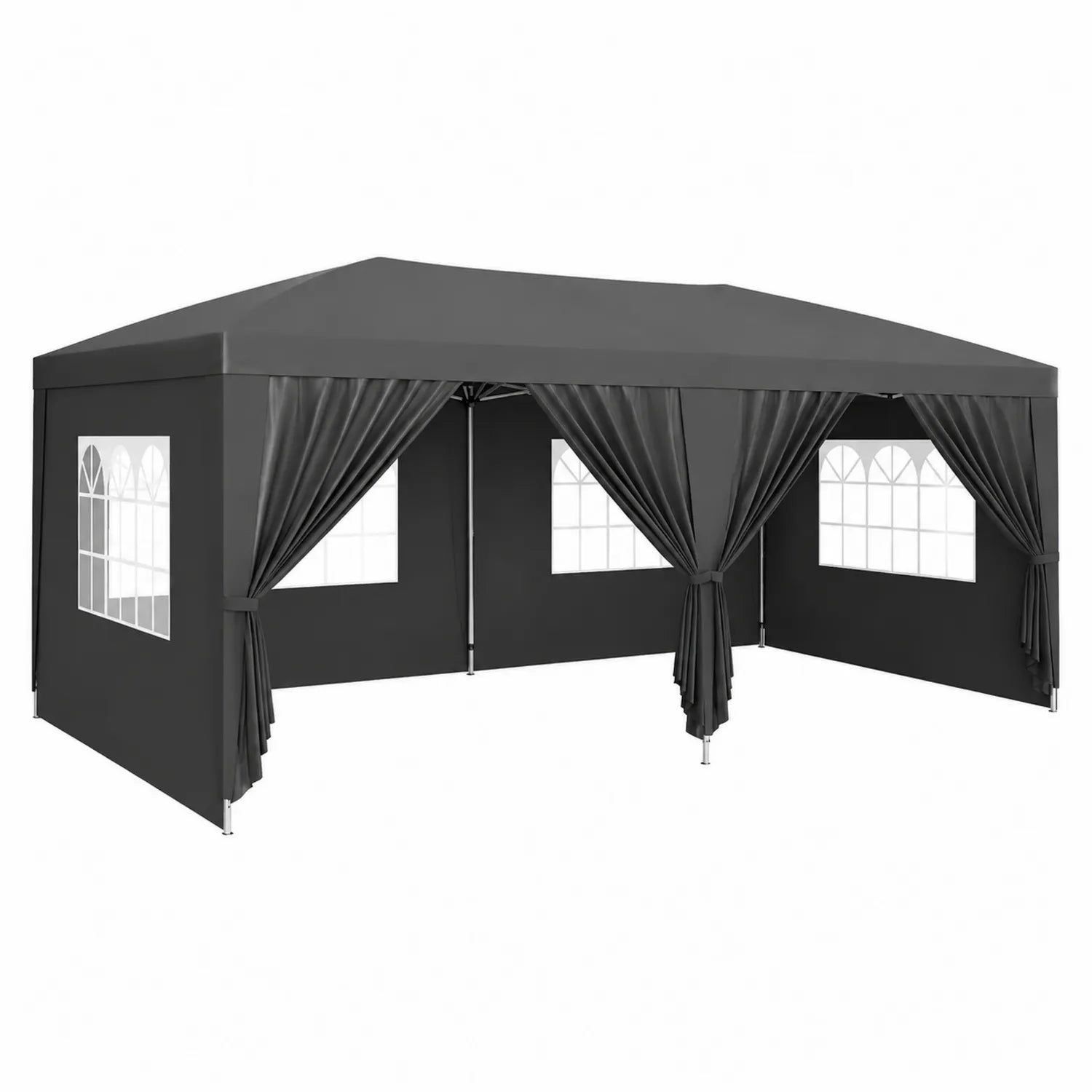 Pavillon 3x4,5 m Stahlrahmen Polyester Anthrazit