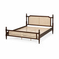 Holzbett mit Rattan-Kopfteil 200x150 cm Dunkelbraun und Natur