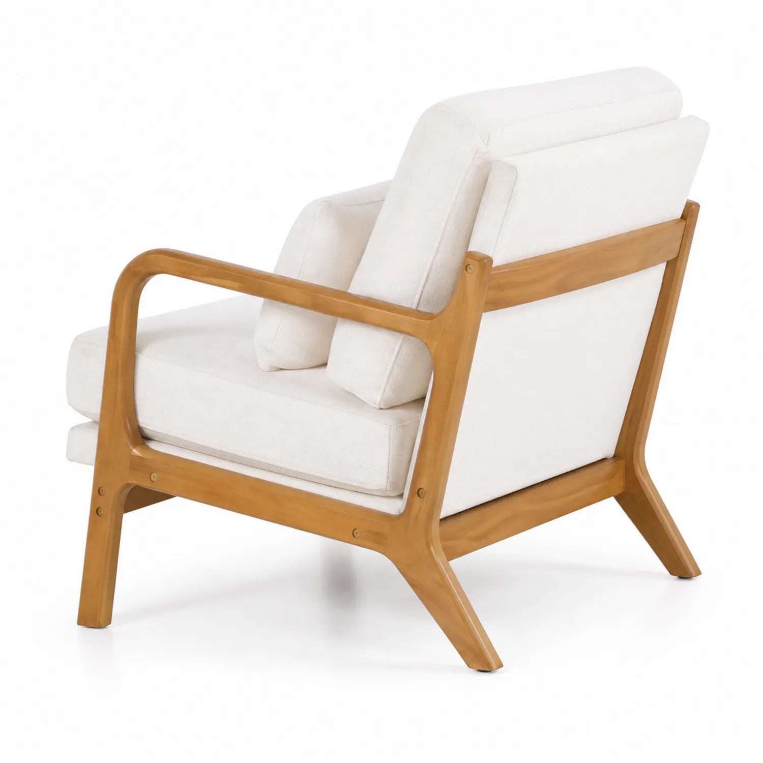 Sessel Holzrahmen Creme Baumwollpolsterung 80x75x90 cm