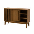 Sideboard aus Massivholz mit Schiebetür und Regalen, Braun, 80cm x 120cm x 40cm