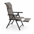 Chaise d'extérieur pliante en aluminium et polyester, gris, 120 cm
