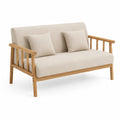 2-Sitzer Sofa Eichenholz Leinen Beige 140cm