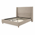 Lit en tissu avec tête de lit haute Beige 200x160x100 cm