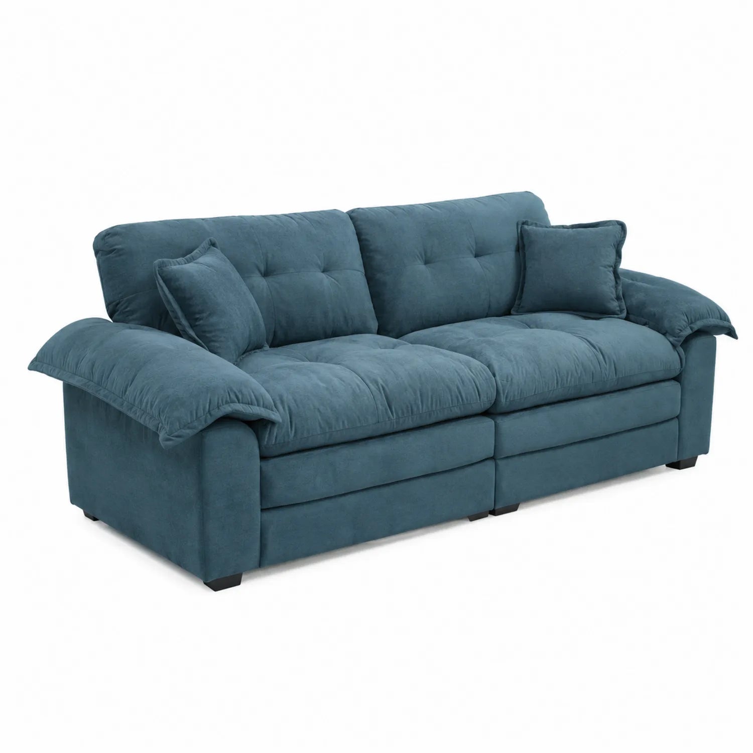3-Sitzer Sofa aus Stoff mit Kissen, Blau