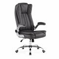 Fauteuil de bureau ergonomique réglable Similicuir Chrome Noir