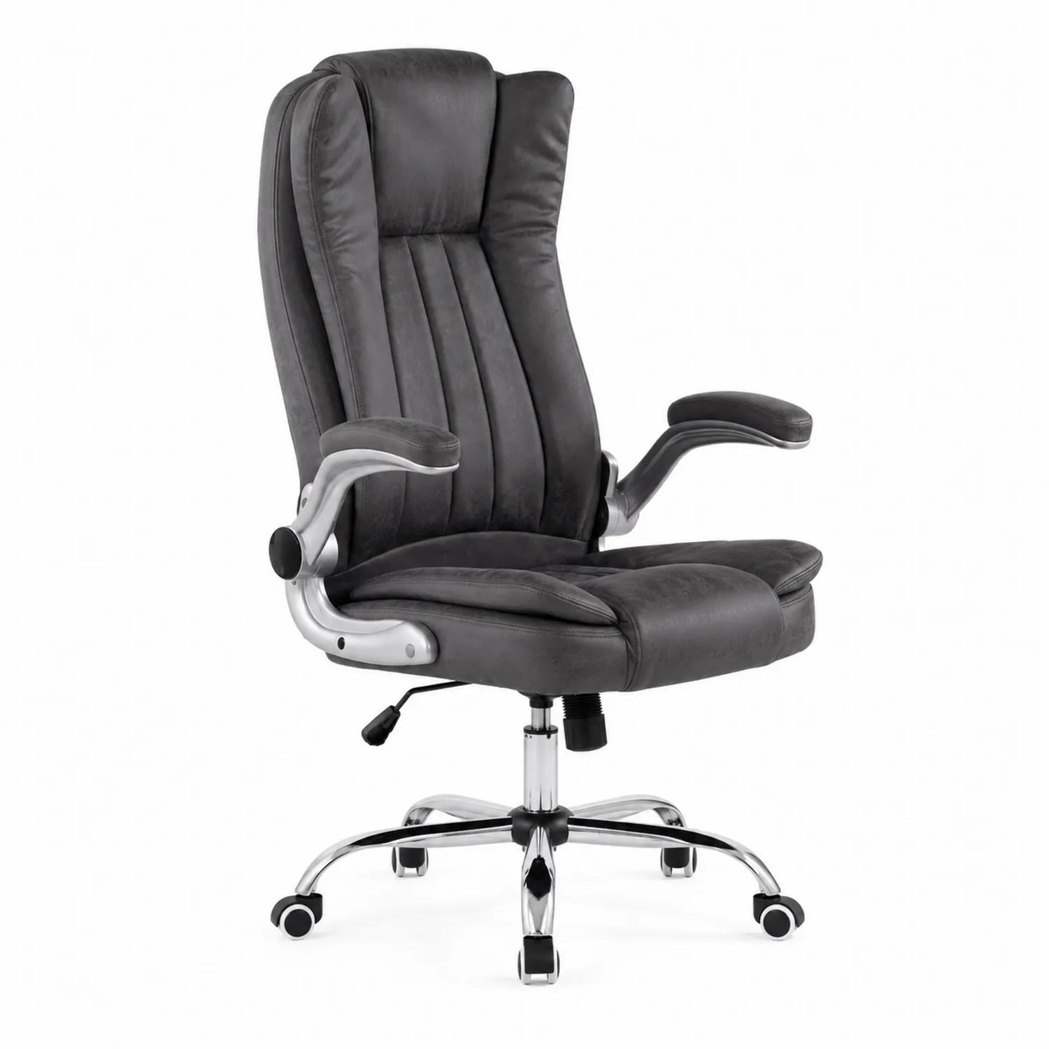 Fauteuil de bureau ergonomique réglable Similicuir Chrome Noir