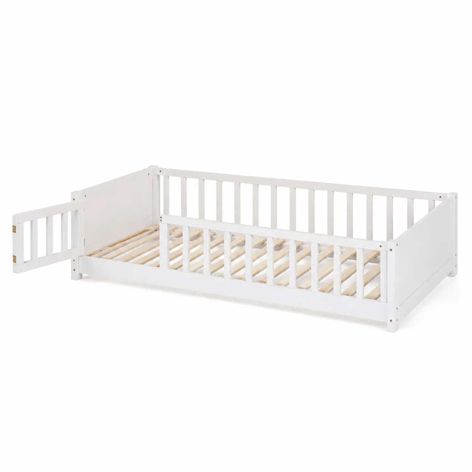 Lit pour enfant en bois blanc 140x70 cm avec barrière latérale