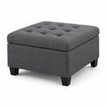 Quadratischer Hocker mit Stauraum 76 cm Stoff Dunkelgrau