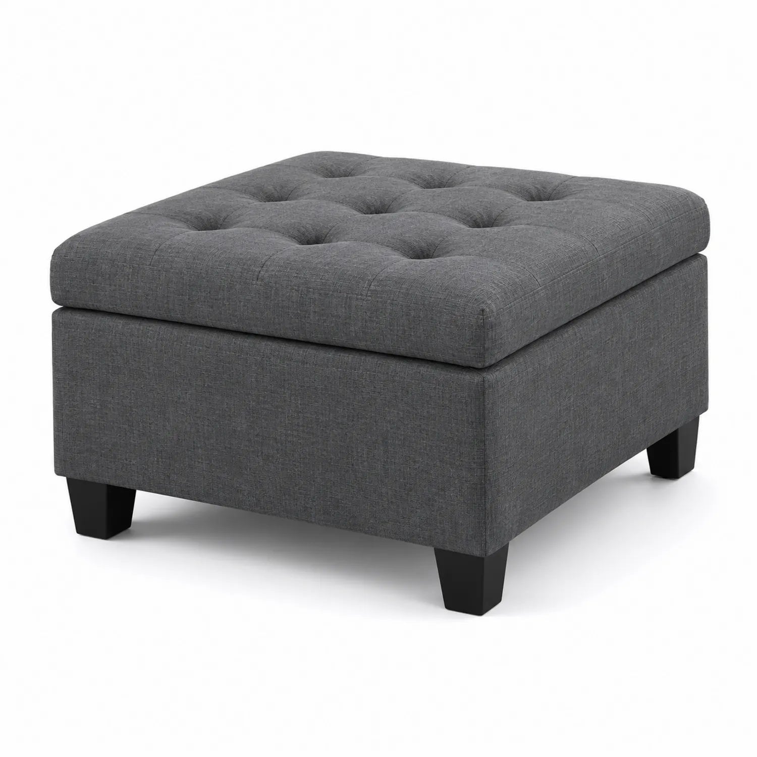 Quadratischer Hocker mit Stauraum 76 cm Stoff Dunkelgrau