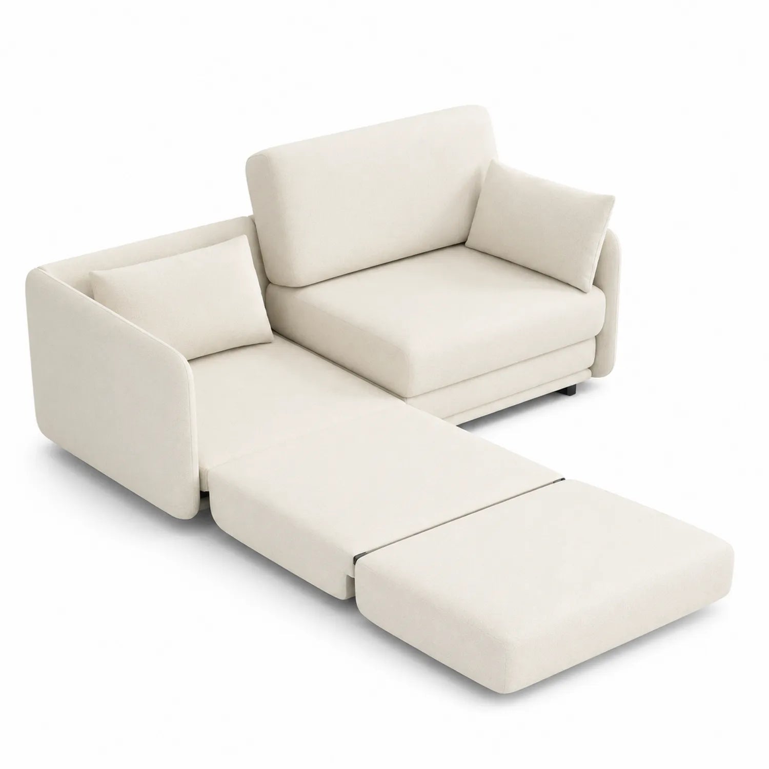 Stoff Eckschlafsofa aus Polyester Beige 200x140 cm