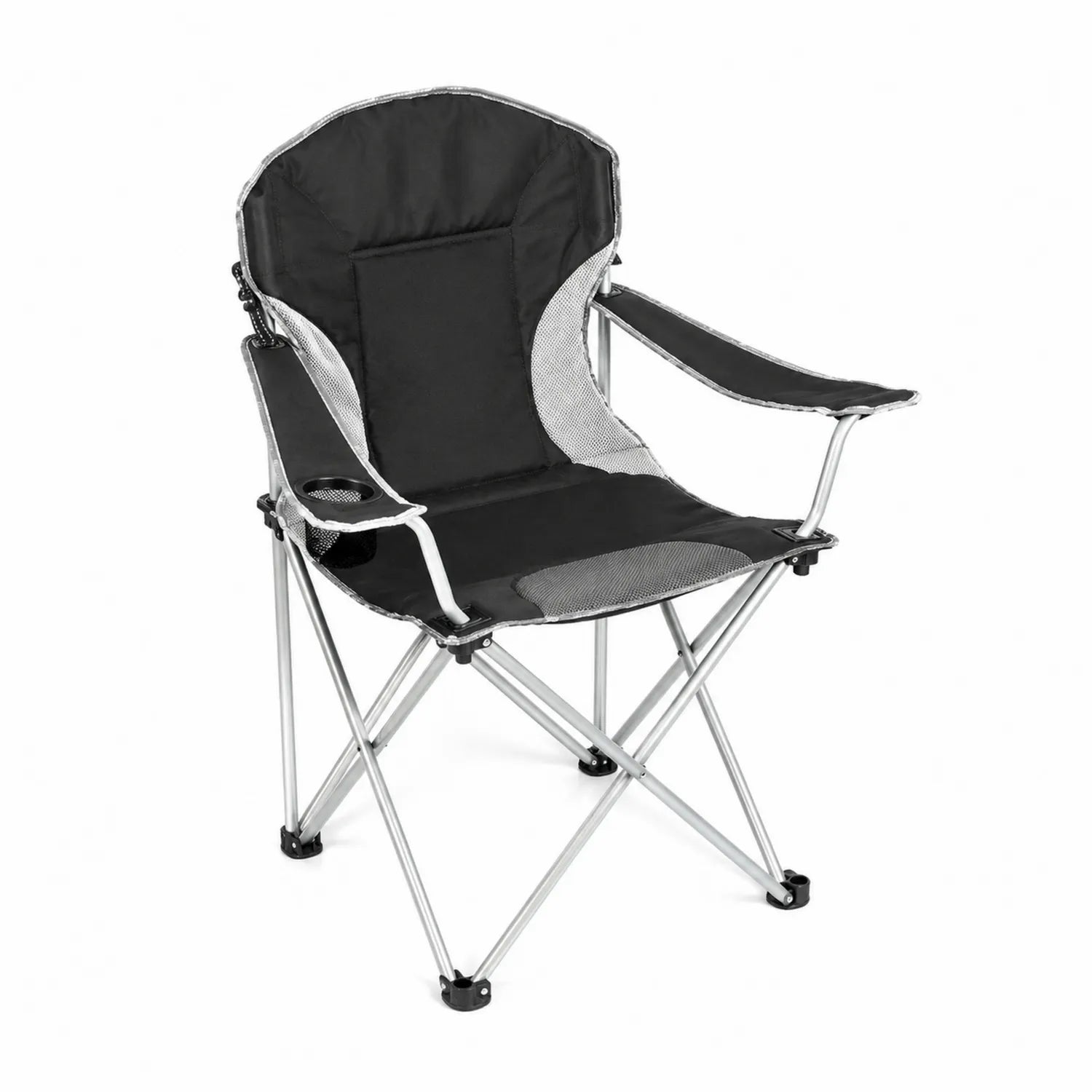 Outdoor Klappstuhl Stahl Polyester Schwarz/Grau