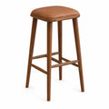 Holz Barhocker mit Ledersitz Braun 75cm