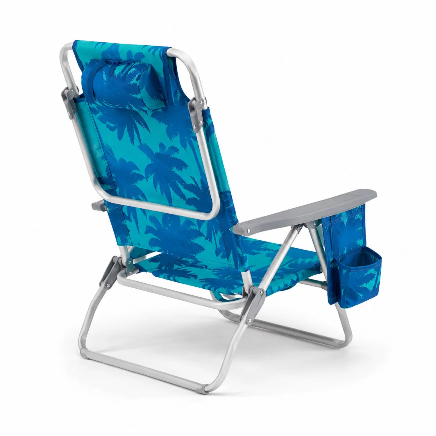 Chaise de plage pliante en aluminium et polyester bleu 70x60x90 cm